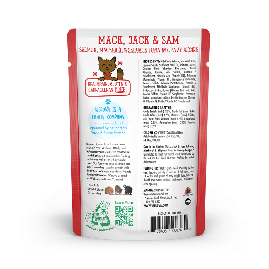 Weruva Cats In the Kitchen Mack Jack and Sam Cat Pouches Wet Cat Food