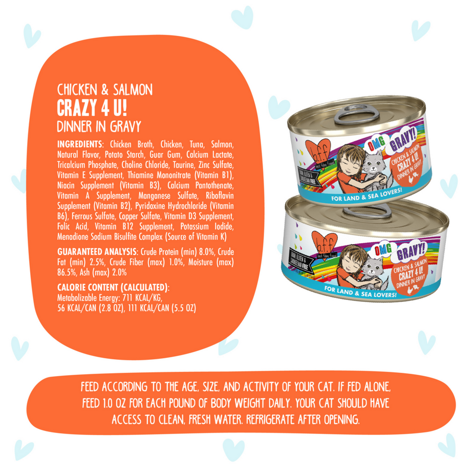 Weruva BFF Oh My Gravy Crazy 4 U Grain Free Chicken & Salmon in Gravy Canned Cat Food