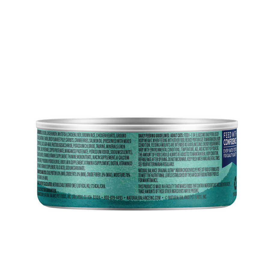 Natural Balance Original Ultra Wet Cat Food, Indoor Recipe with Chicken