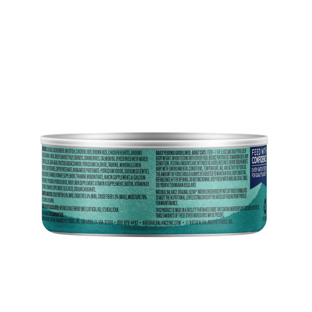 Natural Balance Original Ultra Wet Cat Food, Indoor Recipe with Chicken