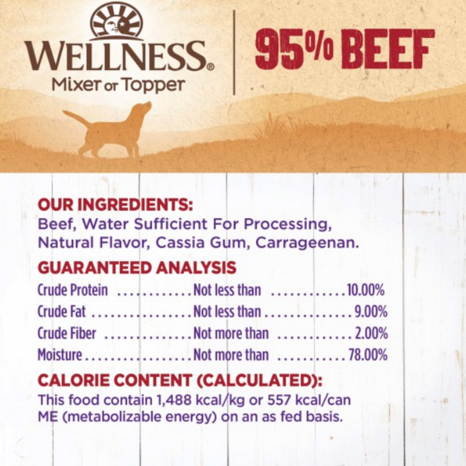 Wellness Natural Grain Free 95% Beef Recipe Adult Wet Canned Dog Food