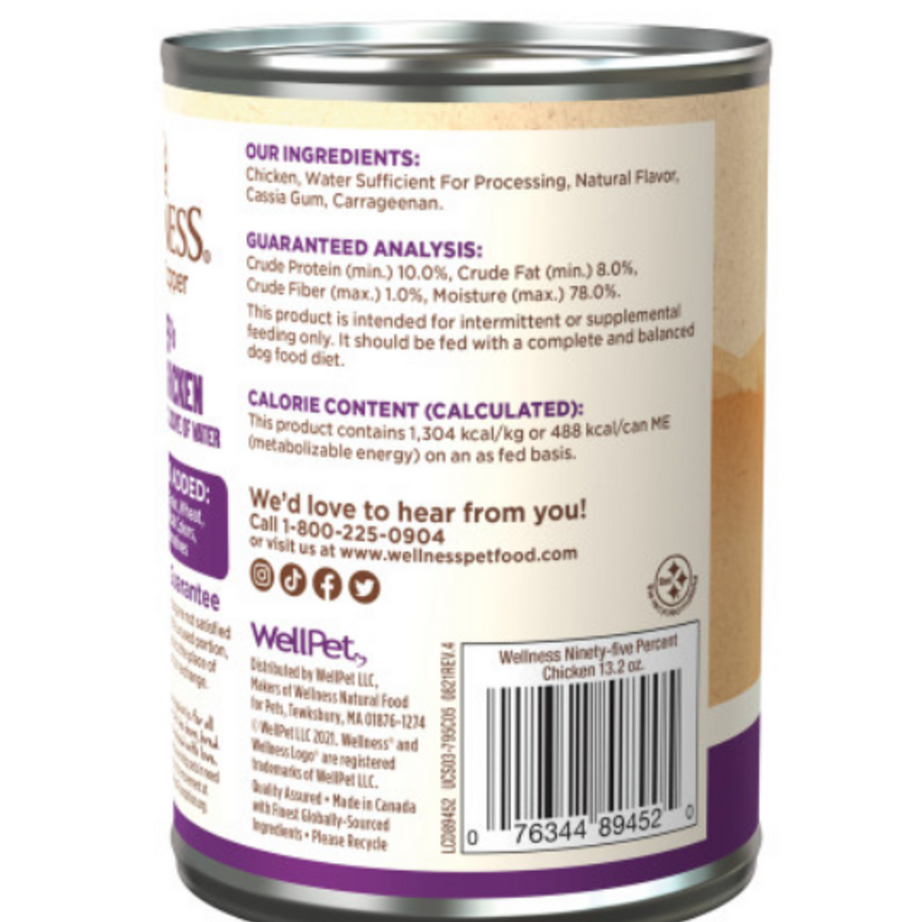 Wellness Natural Grain Free 95% Chicken Recipe Adult Wet Canned Dog Food