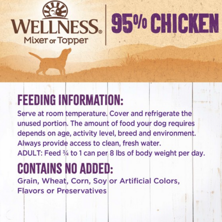 Wellness Natural Grain Free 95% Chicken Recipe Adult Wet Canned Dog Food