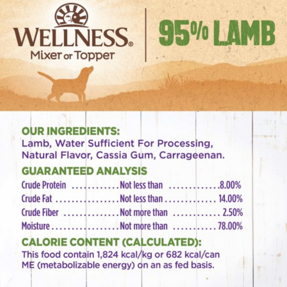 Wellness Natural Grain Free 95%  Lamb Recipe Adult Wet Canned Dog Food