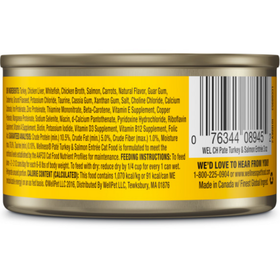 Wellness Complete Health Natural Grain Free Turkey and Salmon Pate Wet Canned Cat Food