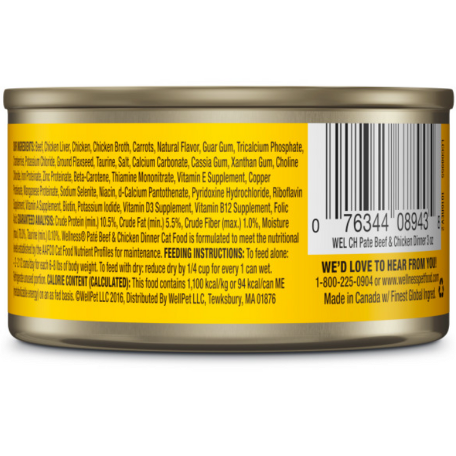 Wellness Complete Health Natural Grain Free Beef and Chicken Pate Wet Canned Cat Food