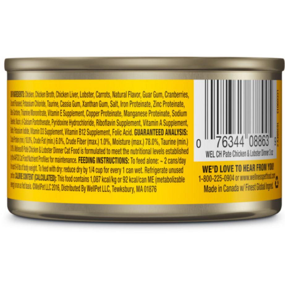 Wellness Complete Health Natural Grain Free Chicken and Lobster Pate Wet Canned Cat Food