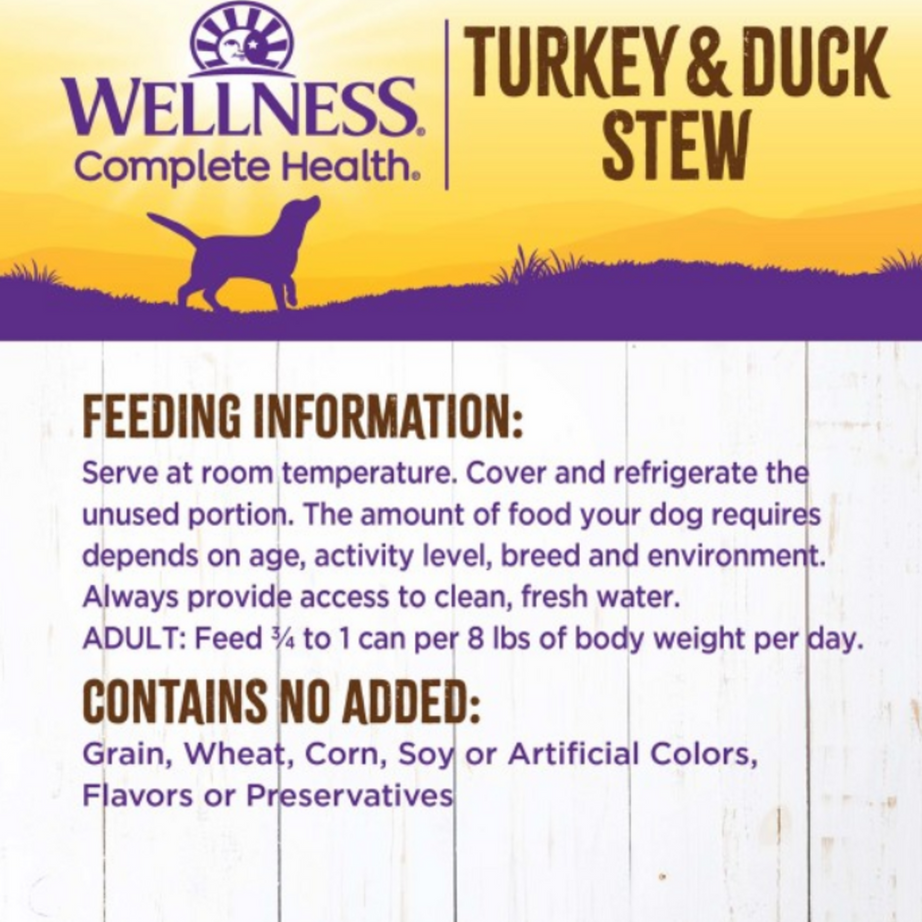 Wellness Grain Free Natural Turkey and Duck Stew with Sweet Potato and Cranberries Wet Canned Dog Food