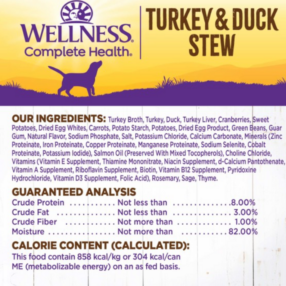 Wellness Grain Free Natural Turkey and Duck Stew with Sweet Potato and Cranberries Wet Canned Dog Food