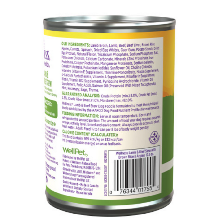 Wellness Natural Lamb and Beef Stew with Brown Rice and Apples Wet Canned Dog Food