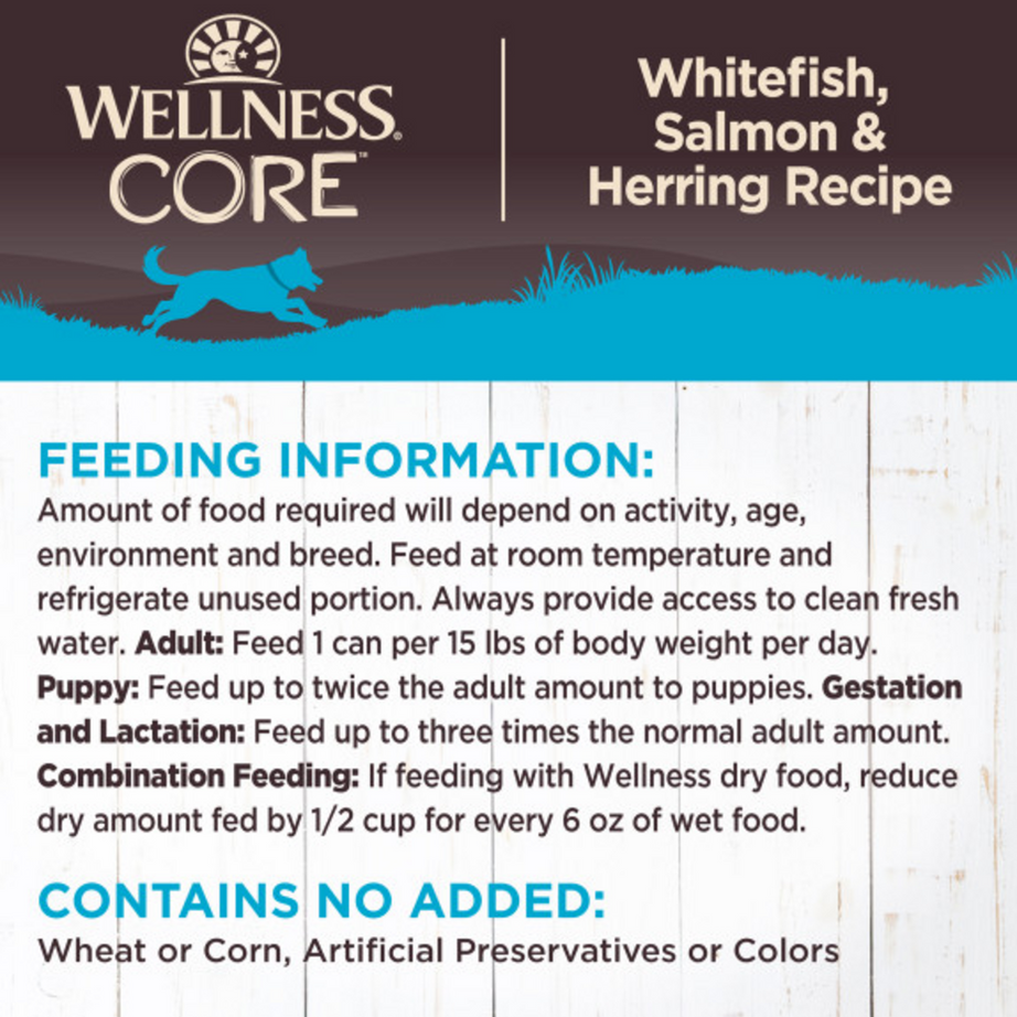 Wellness CORE Grain Free Natural Whitefish, Salmon and Herring Recipe Wet Canned Dog Food