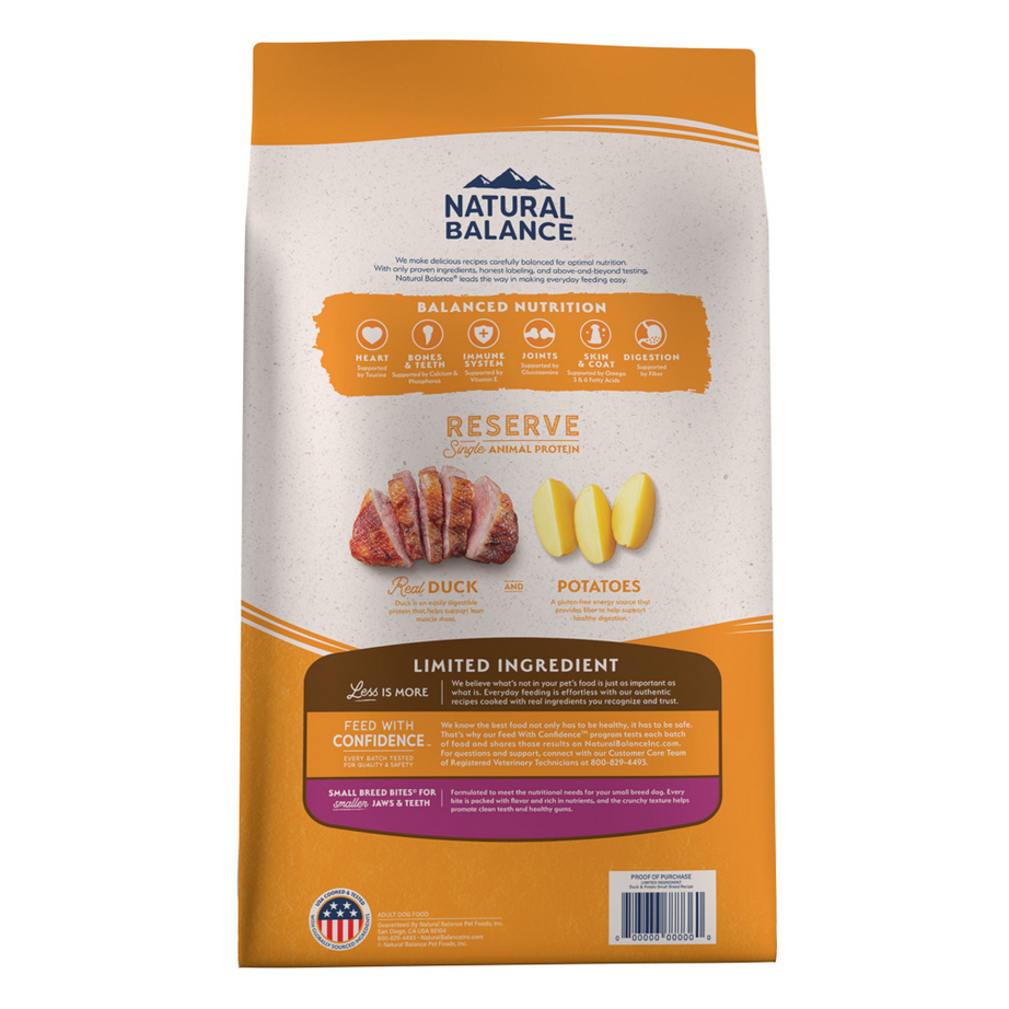 Natural Balance Limited Ingredient Reserve Grain Free Dry Dog Food for Small Breeds, Duck & Potato Recipe