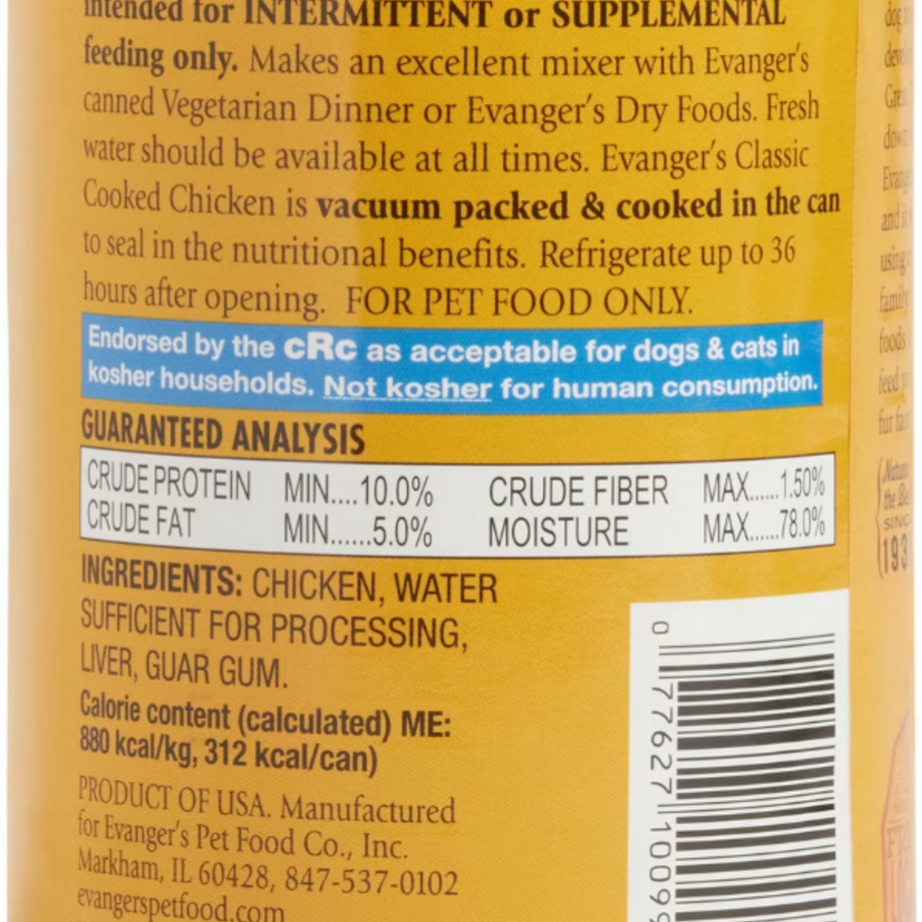 Evanger's All Meat Cooked Chicken Canned Dog Food