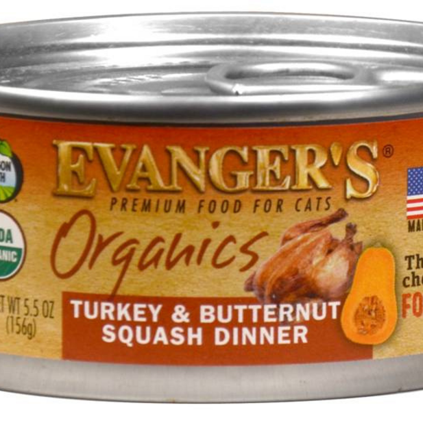 Evanger's Organics Turkey and Butternut Squash Canned Cat Food