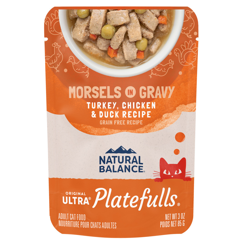 Natural Balance Original Ultra Platefulls Wet Cat Food, Turkey, Chicken, & Duck Morsels in Gravy Recipe