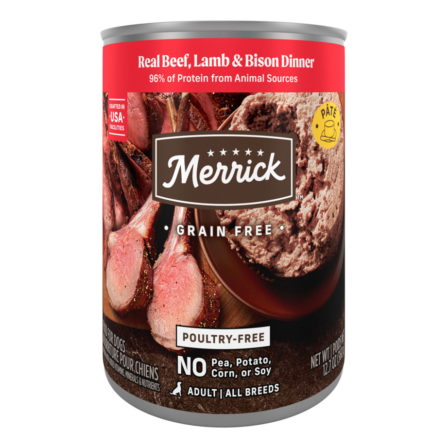 Merrick Grain Free 96% Real Beef, Lamb & Buffalo Canned Dog Food