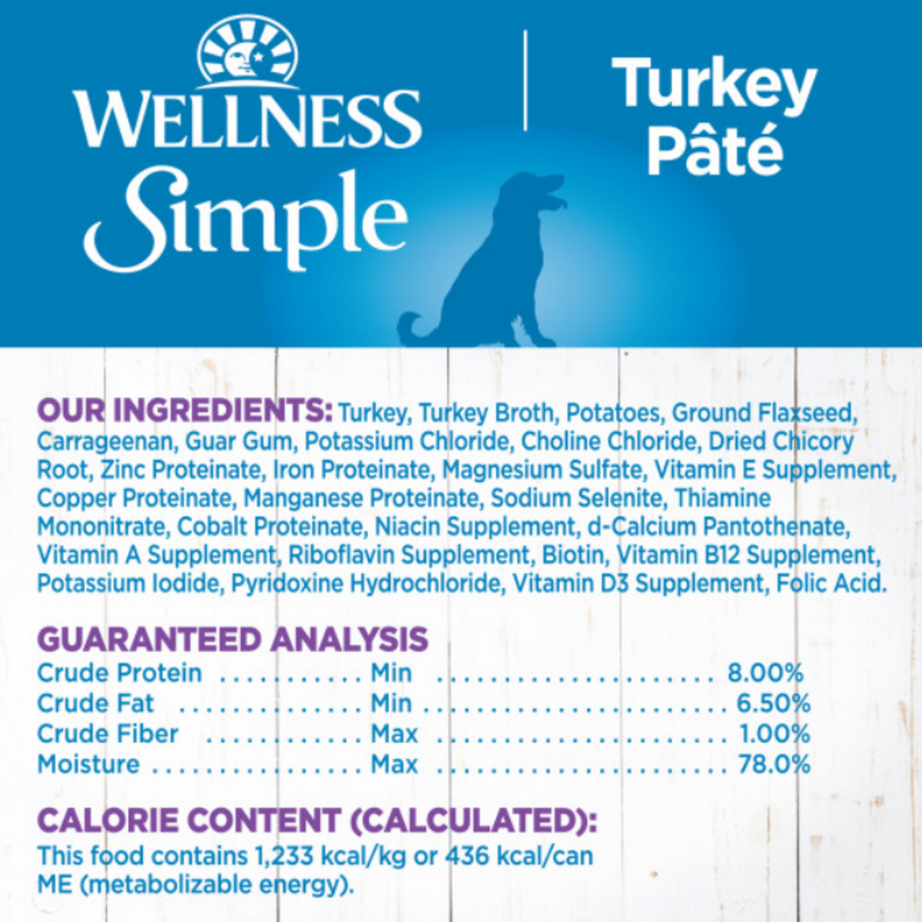 Wellness Simple Natural Limited Ingredient Diet Turkey and Potato Recipe Wet Canned Dog Food
