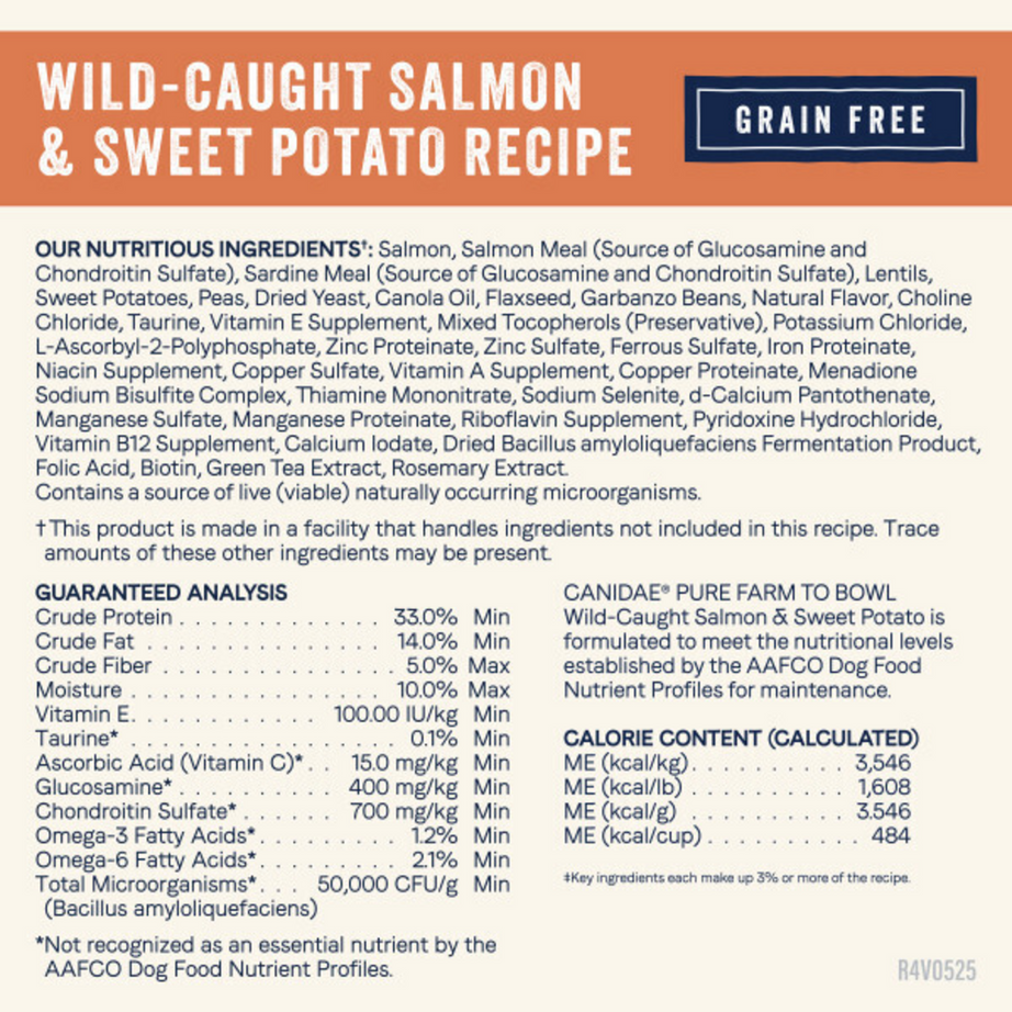 Canidae Pure Farm To Bowl Wild-Caught Salmon & Sweet Potato Recipe Dog Food