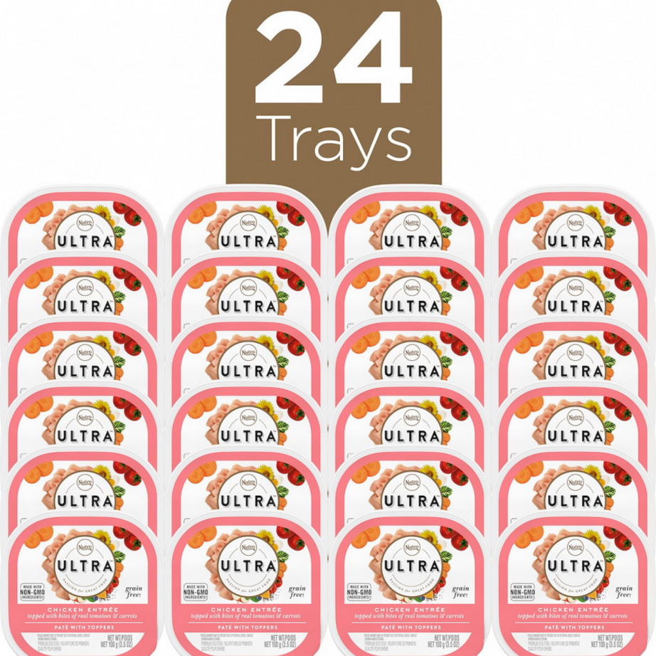 Nutro Ultra Grain-Free Chicken Entree Pate with Tomatoes and Carrots Adult Wet Dog Food Trays