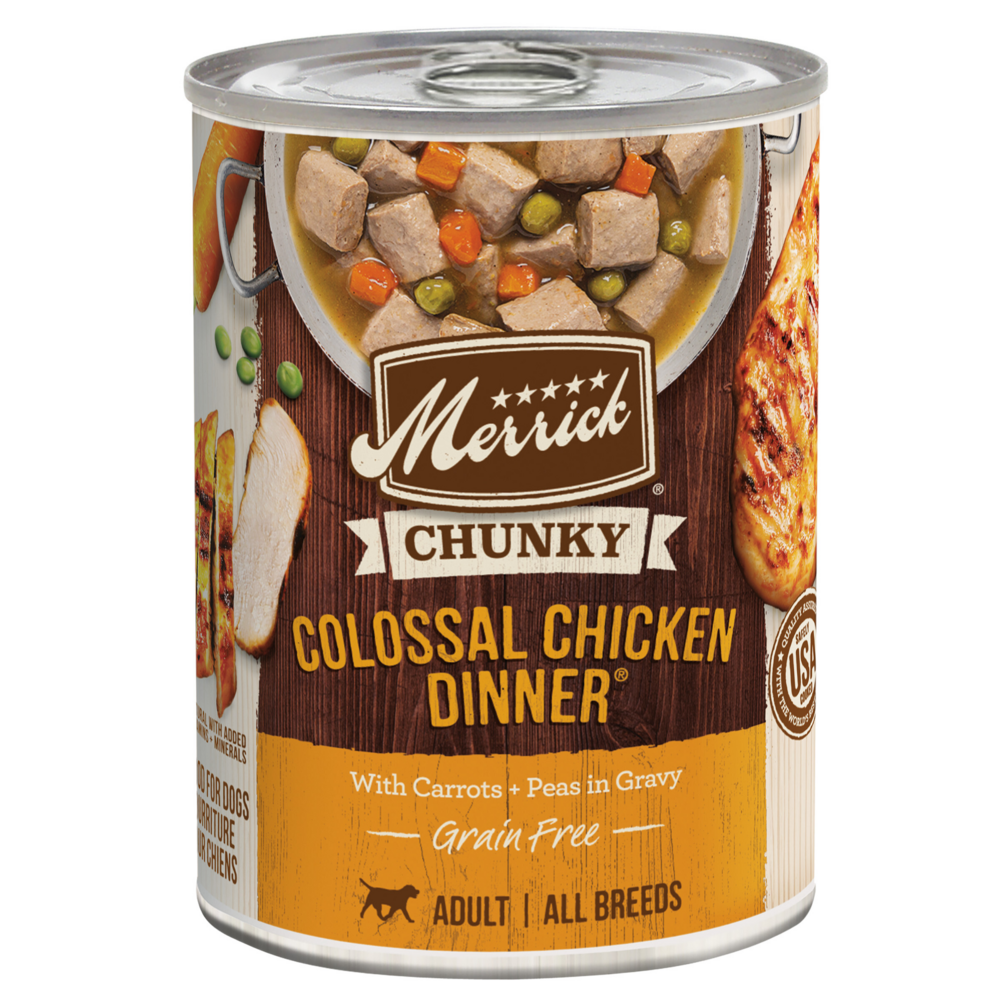 Merrick Chunky Grain Free Premium And Wholesome Canned Dog Food, Real Meat Colossal Chicken Dinner In Gravy