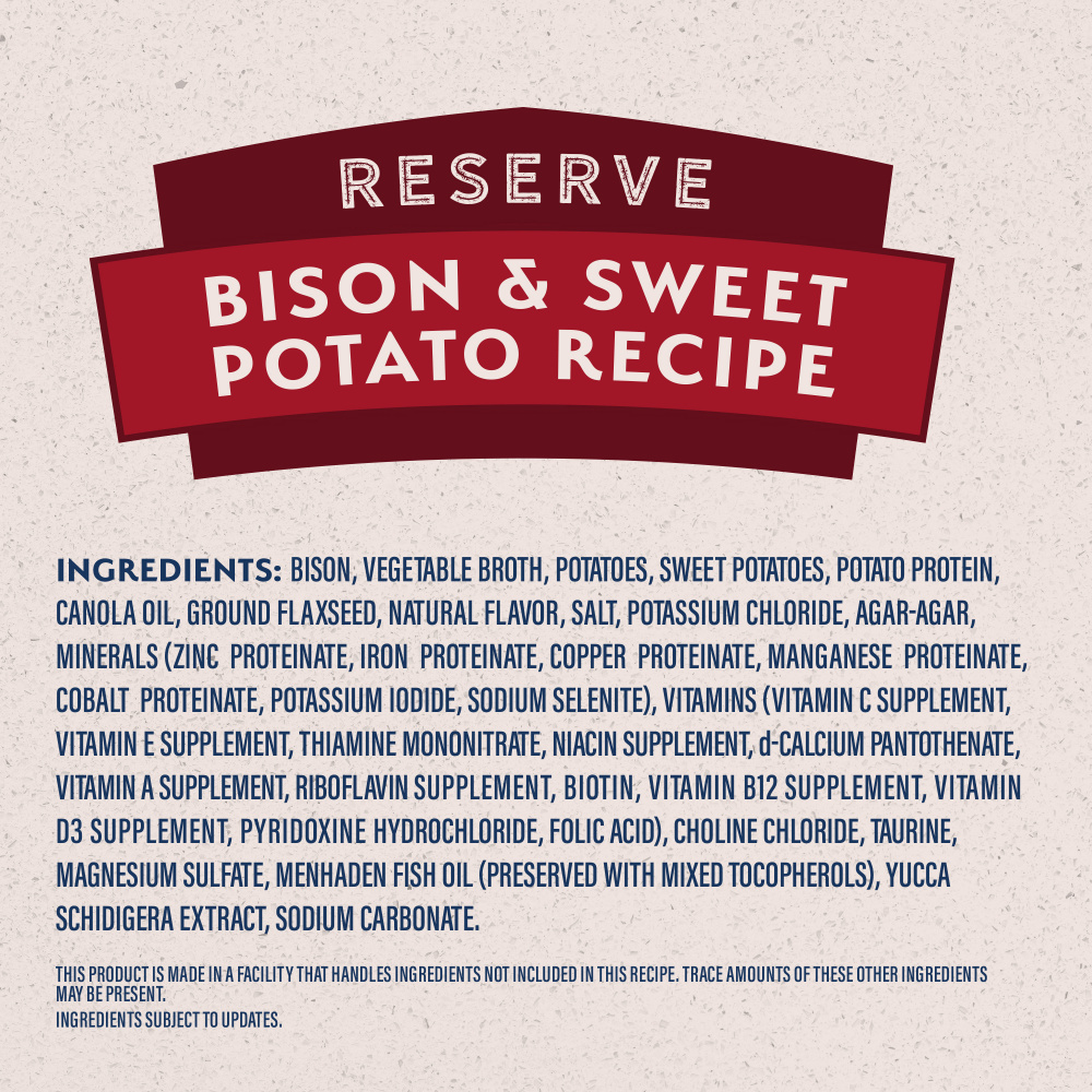 Natural Balance Limited Ingredient Reserve Wet Dog Food, Bison & Sweet Potato Recipe