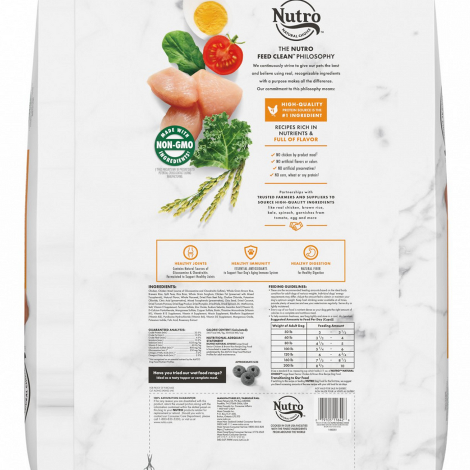 Nutro Wholesome Essentials Large Breed Senior Farm-Raised Chicken, Brown Rice & Sweet Potato Dry Dog Food