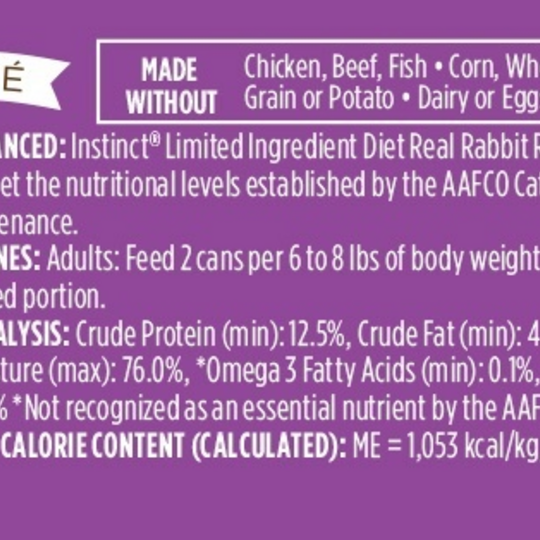 Instinct Grain Free LID Rabbit Canned Cat Food