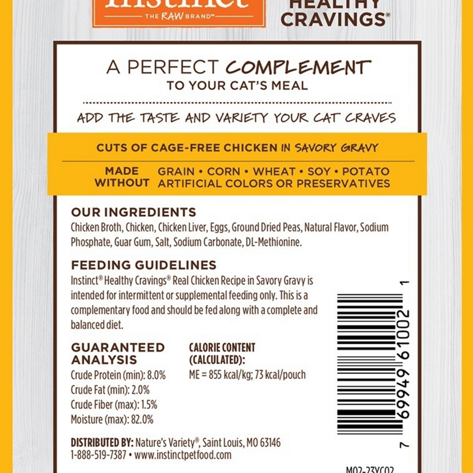 Instinct Healthy Cravings Grain Free Tender Chicken Recipe Meal Topper Pouches for Cats