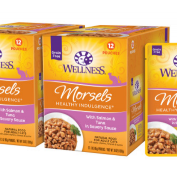 Wellness Healthy Indulgence Natural Grain Free Morsels with Salmon and Tuna in Savory Sauce Cat Food Pouch