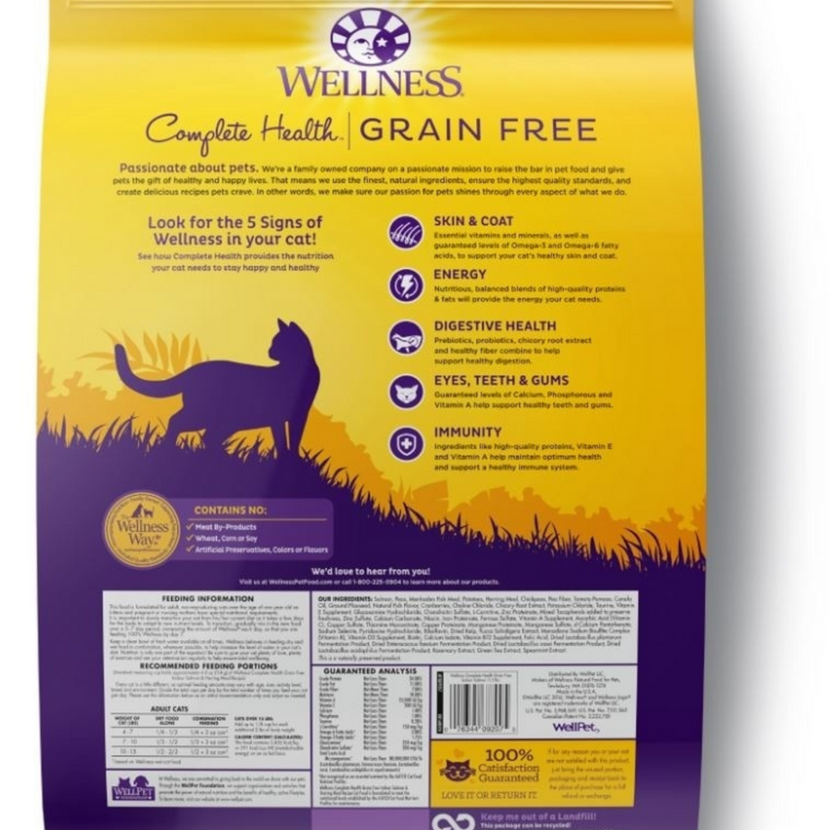 Wellness Complete Health Natural Indoor Adult Grain Free Salmon and Herring Dry Cat Food