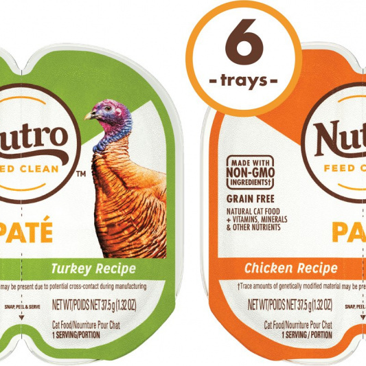 Nutro Perfect Portions Grain Free Turkey Pate and Chicken Pate Wet Cat Food Tray Variety Pack