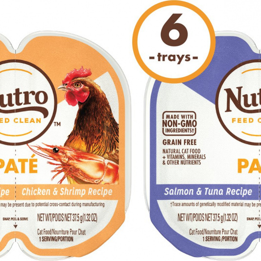 Nutro Perfect Portions Grain Free Salmon & Tuna and Chicken & Shrimp Pate Wet Cat Food Tray Variety Pack