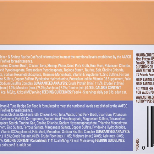 Nutro Perfect Portions Grain Free Salmon & Tuna and Chicken & Shrimp Pate Wet Cat Food Tray Variety Pack