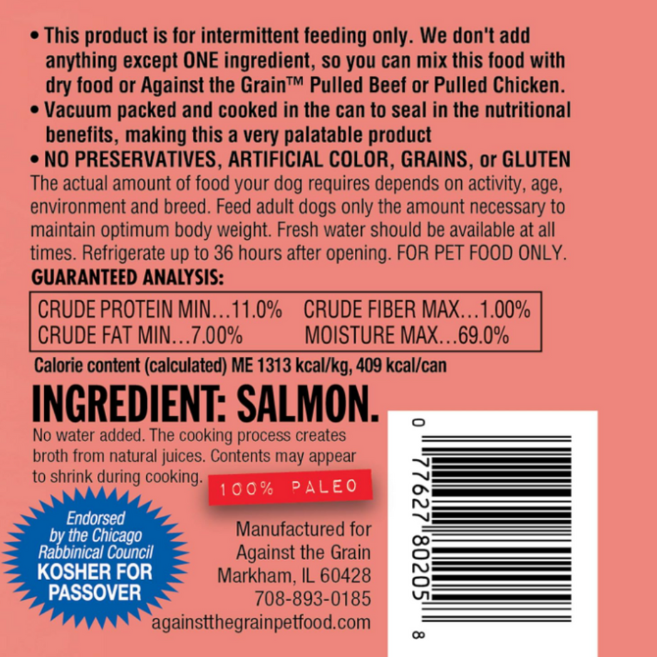Against the Grain Nothing Else Grain Free One Ingredient 100% Salmon Canned Dog Food
