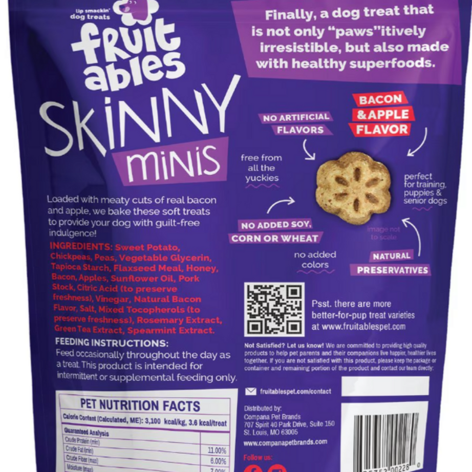 Fruitables Chewy Skinny Minis Apple Bacon Dog Treats