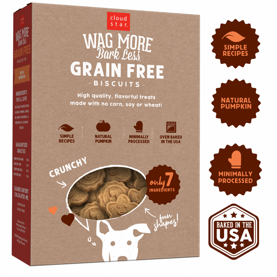 Cloud Star Wag More Bark Less Oven Baked Grain Free Pumpkin Dog Treats