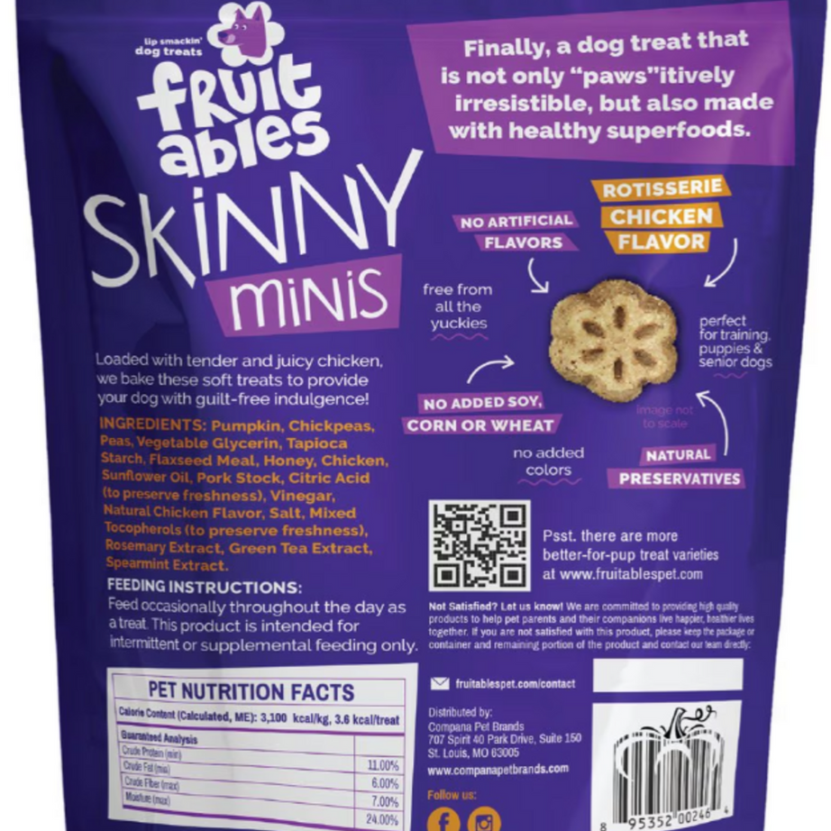 Fruitables Skinny Minis Rotisserie Chicken Flavor Soft & Chewy Dog Treats
