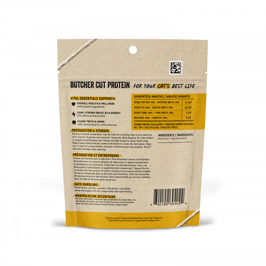 Vital Essentials Vital Cat Freeze Dried Grain Free Duck Liver Cat Treats