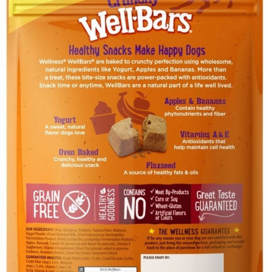 Wellness Natural Grain Free Wellbars Crunchy Yogurt, Apples and Bananas Recipe Dog Treats