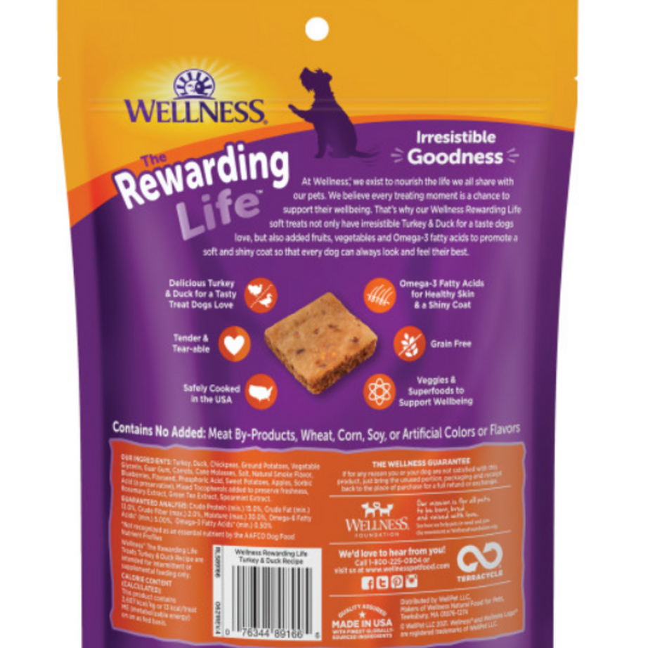 Wellness Rewarding Life Soft & Chewy Dog Treats Grain Free Turkey & Duck