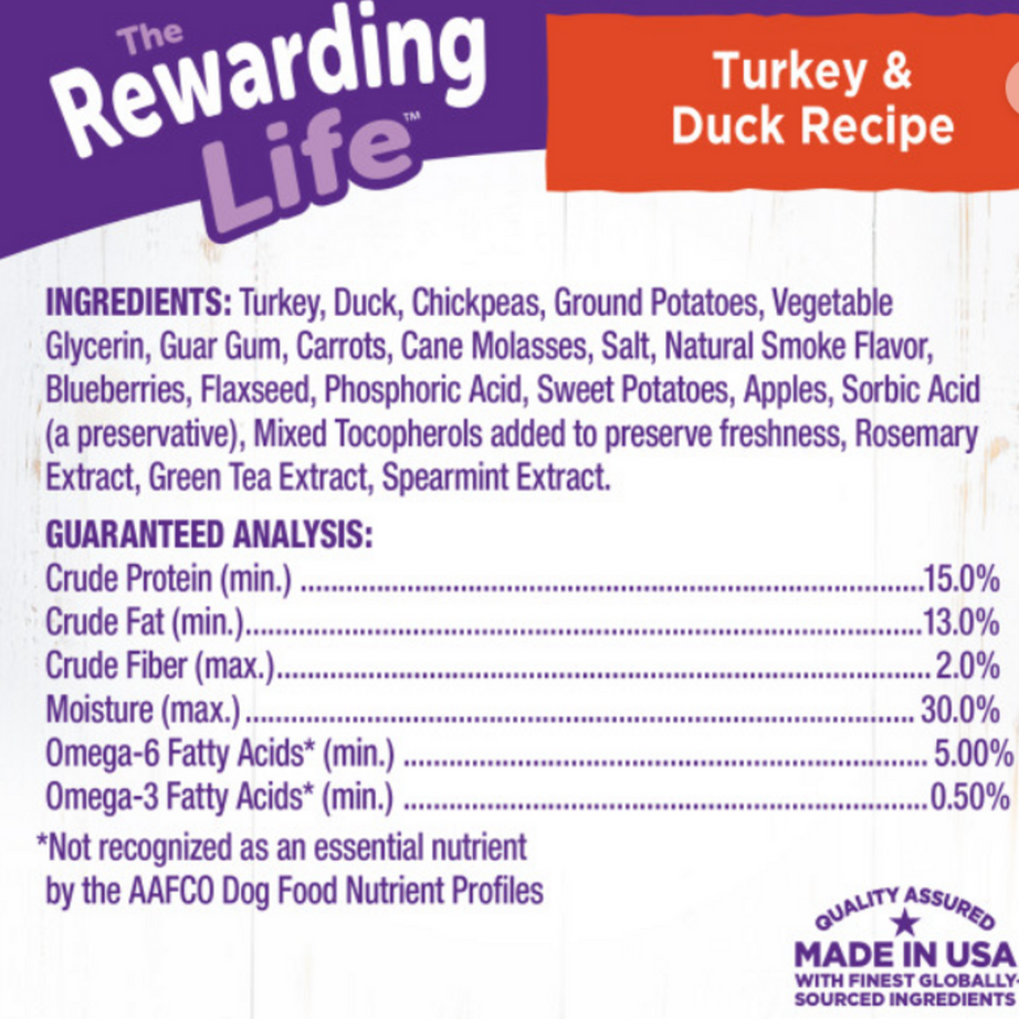 Wellness Rewarding Life Soft & Chewy Dog Treats Grain Free Turkey & Duck