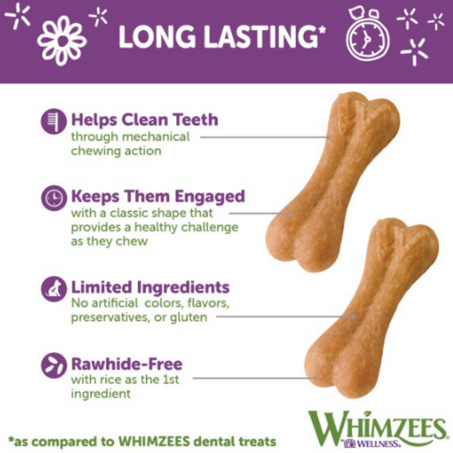 Whimzees Large Rice Bone Dental Chew Dog Treats