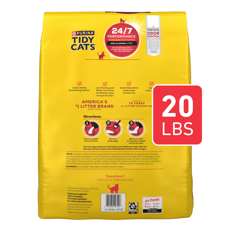Tidy Cats Non Clumping Cat Litter, 24/7 Performance Multi Cat Litter Odor Control Formula