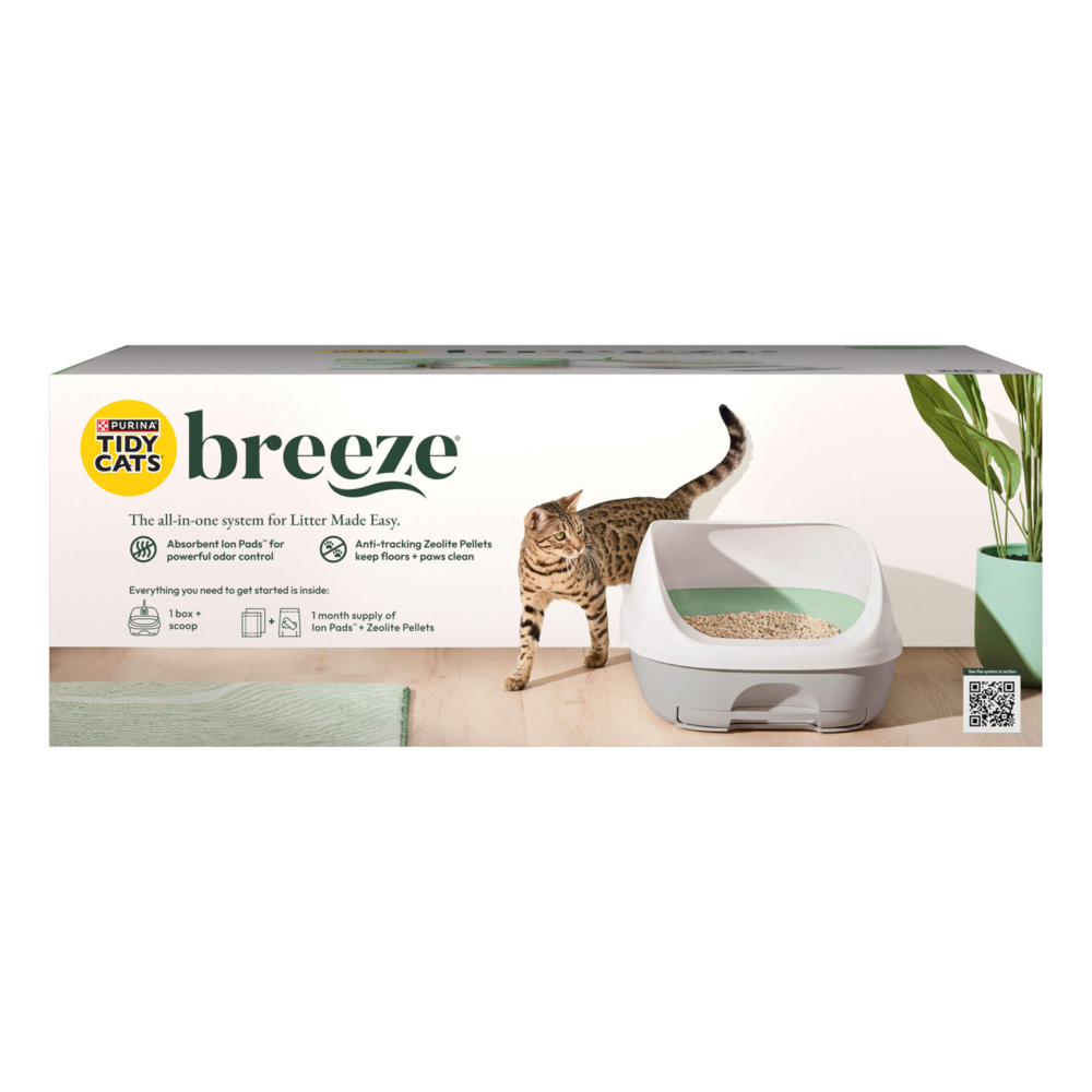 Purina Tidy Cats Litter Box System, Breeze System Starter Kit Litter Box, Litter Pellets & Pads