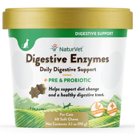 NaturVet Digestive Enzymes + Probiotic Soft Chew 60 for Cats