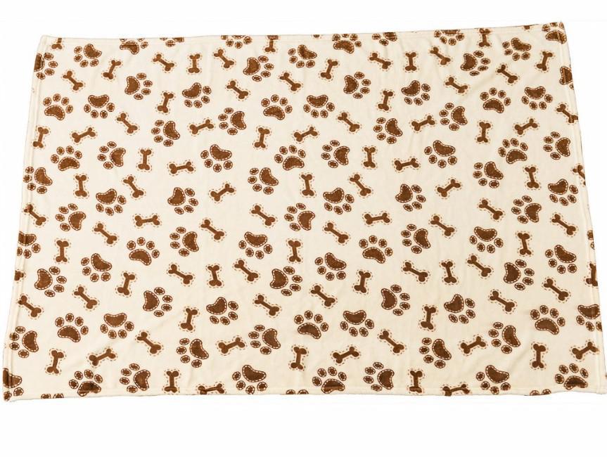 SNUGGLER BONES/PAWS PRINT BLANKET CREAM 40X60