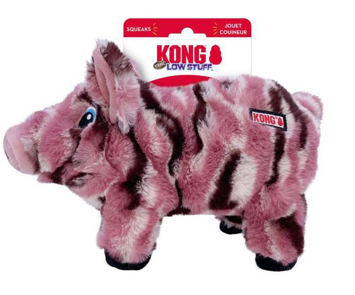 Kong Low Stuff Stripes Pig Plush Dog Toy Medium