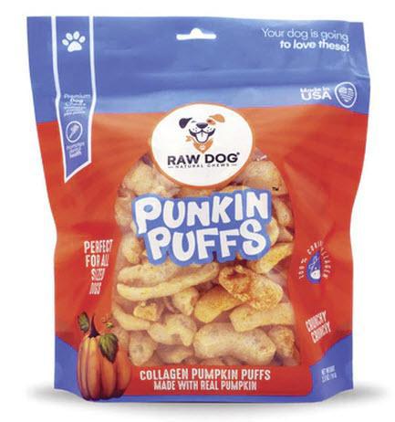 Raw Dog Treat Beef Collagen Puffs Pumpkin Flavor 2.5 oz