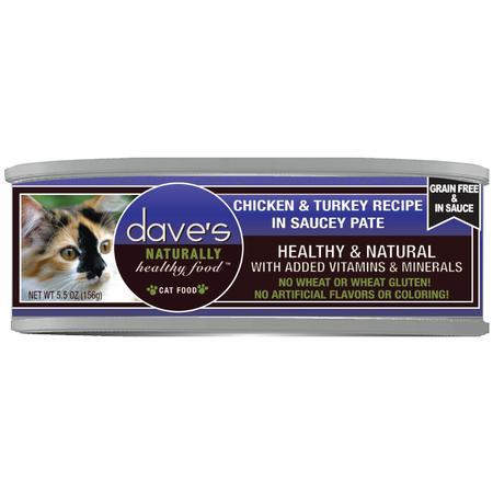Dave's Cat Can Naturally Healthy Grain Free Chicken & Tuna Recipe in Saucey Paté