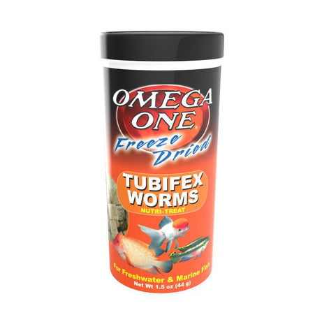 Omega One Freeze Dried Tubifex Worm Fish Food 1.5oz